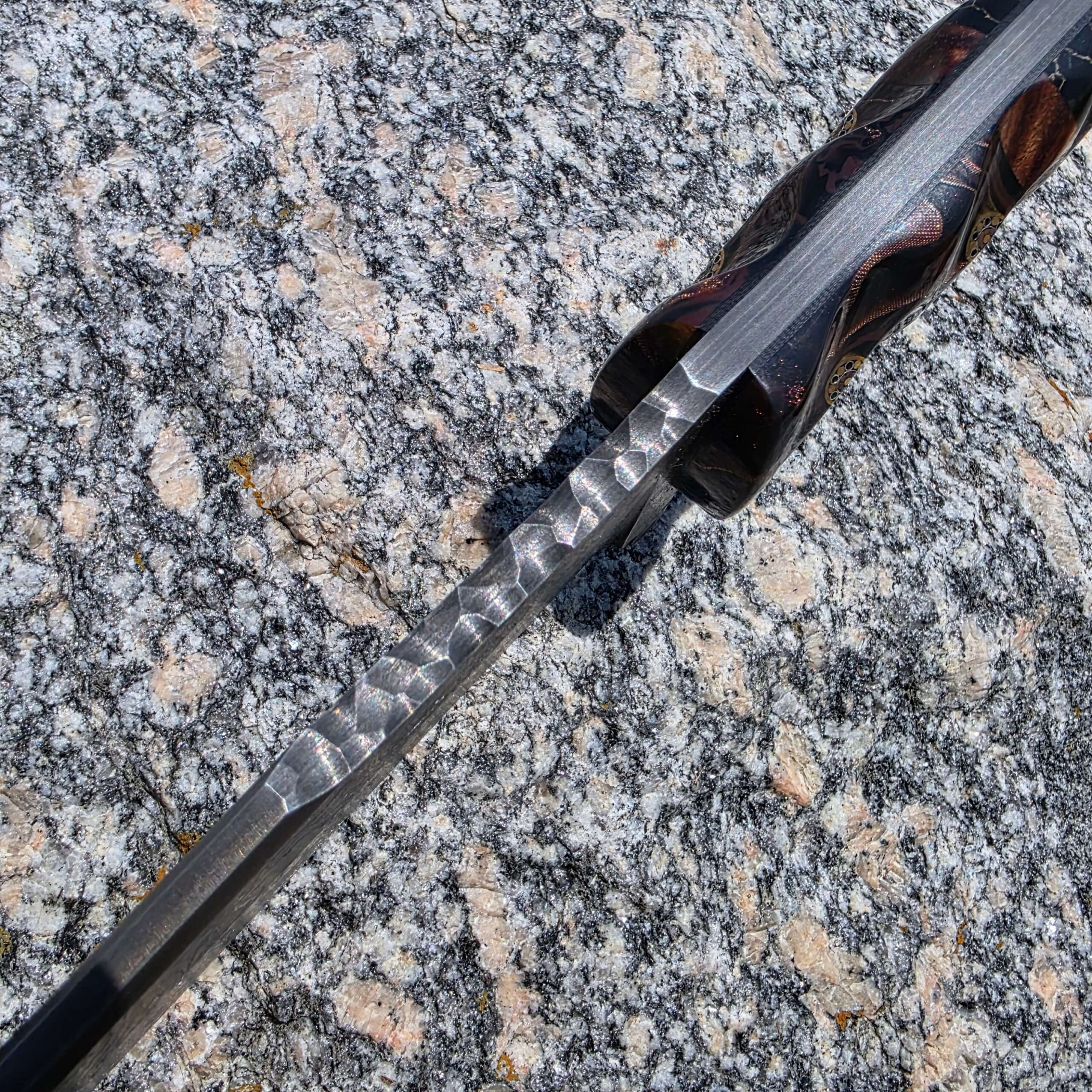 Half Face Blades Charity Bowie rock work spine filing detail