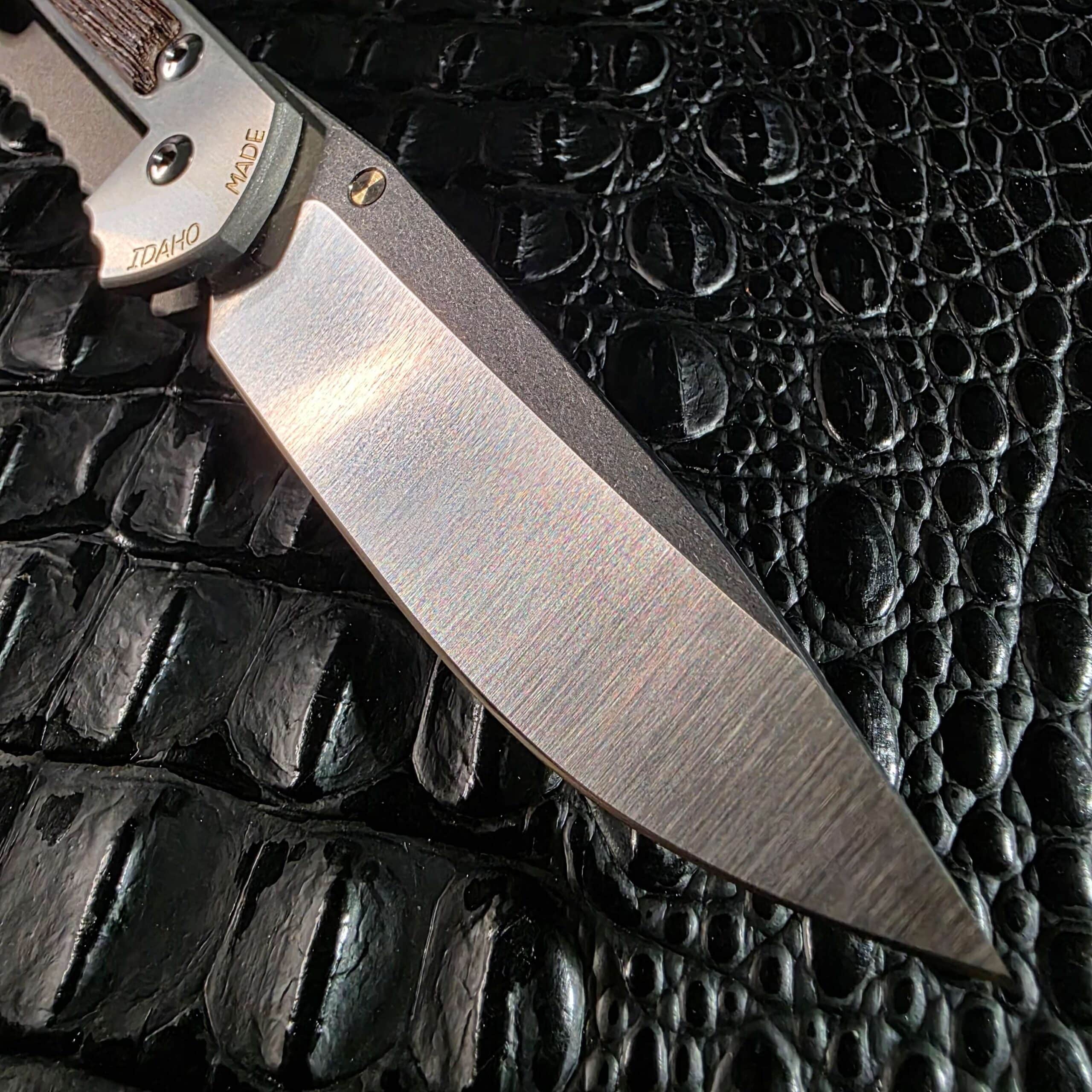 Macro of the hand-satin grind on the Chris Reeve Large Sebenza 2011 Edition blade