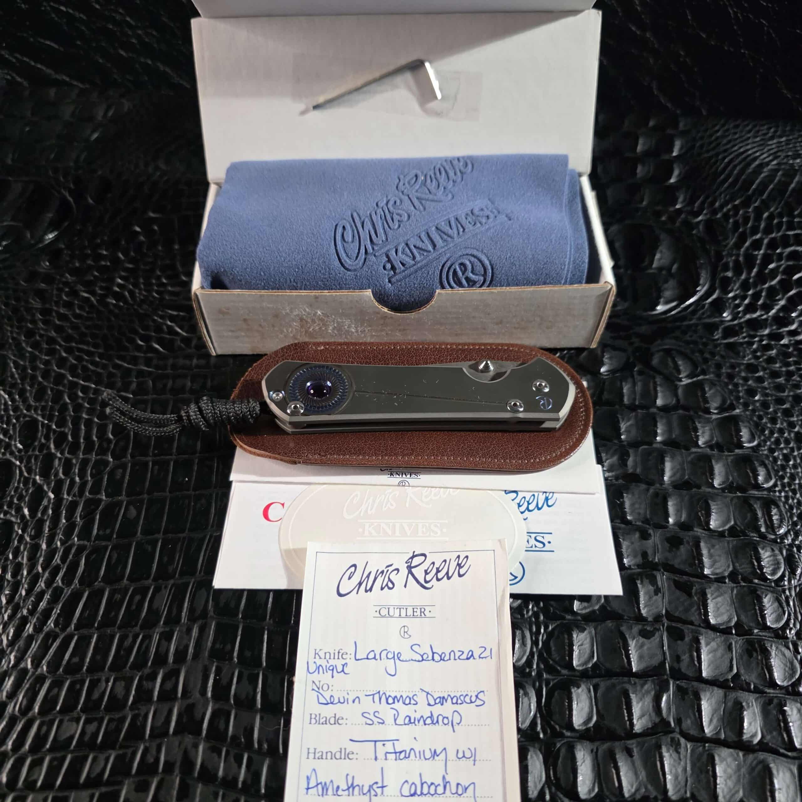 Complete Chris Reeve Large Sebenza 21 Unique Graphic package with box and paperwork