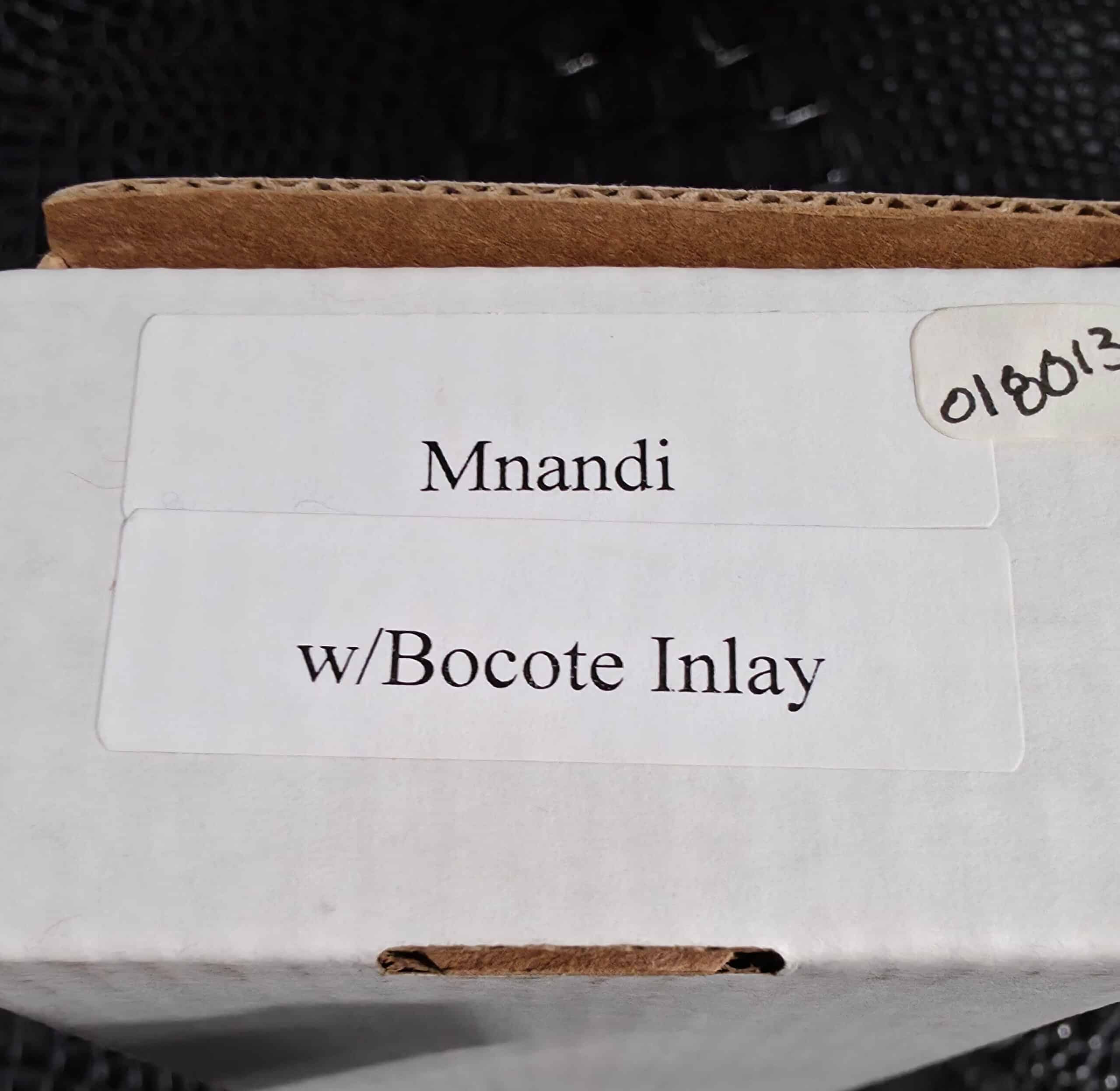 Chris Reeve box label reading Mnandi with Bocote Inlay