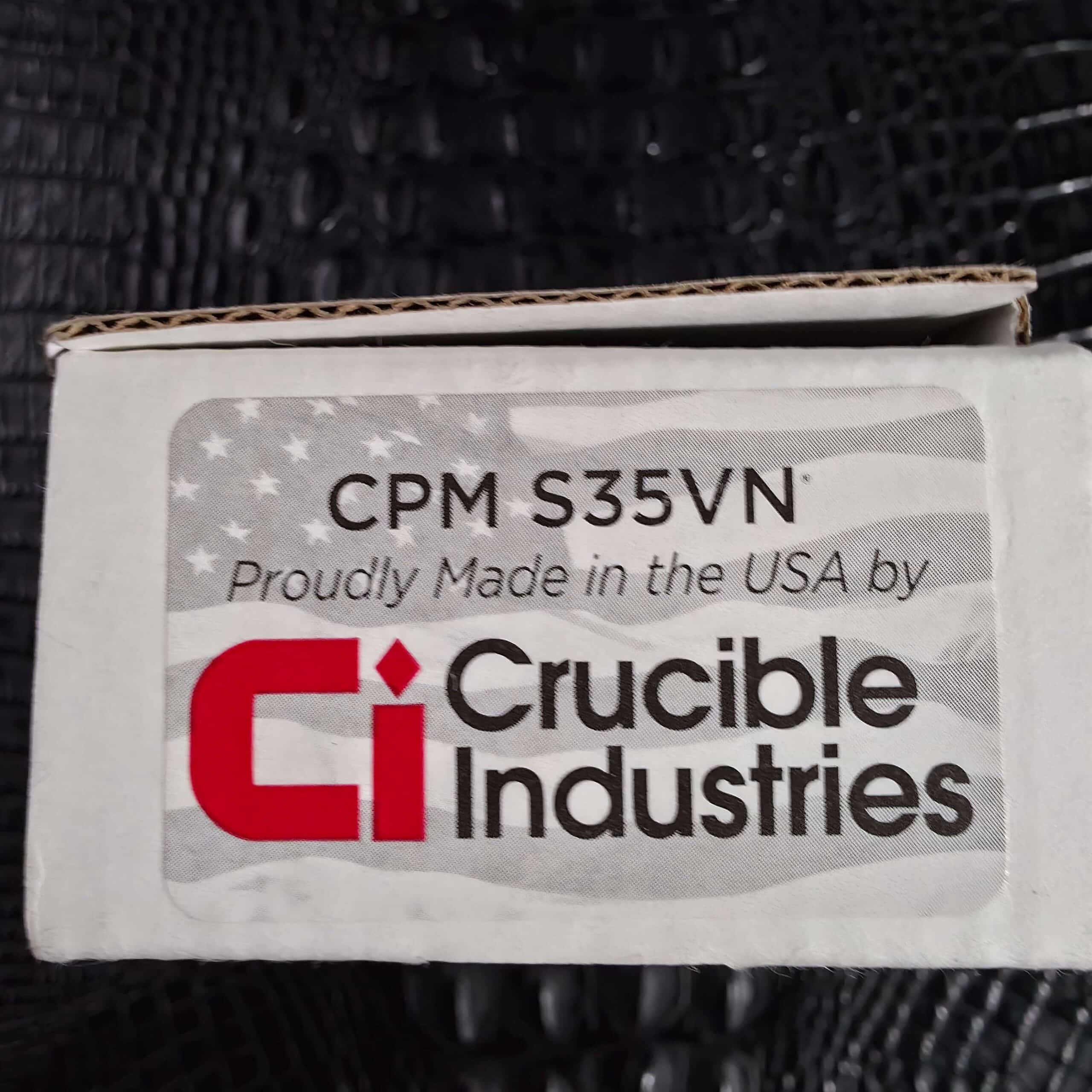 Crucible Industries CPM S35VN sticker on the original Chris Reeve Knives box
