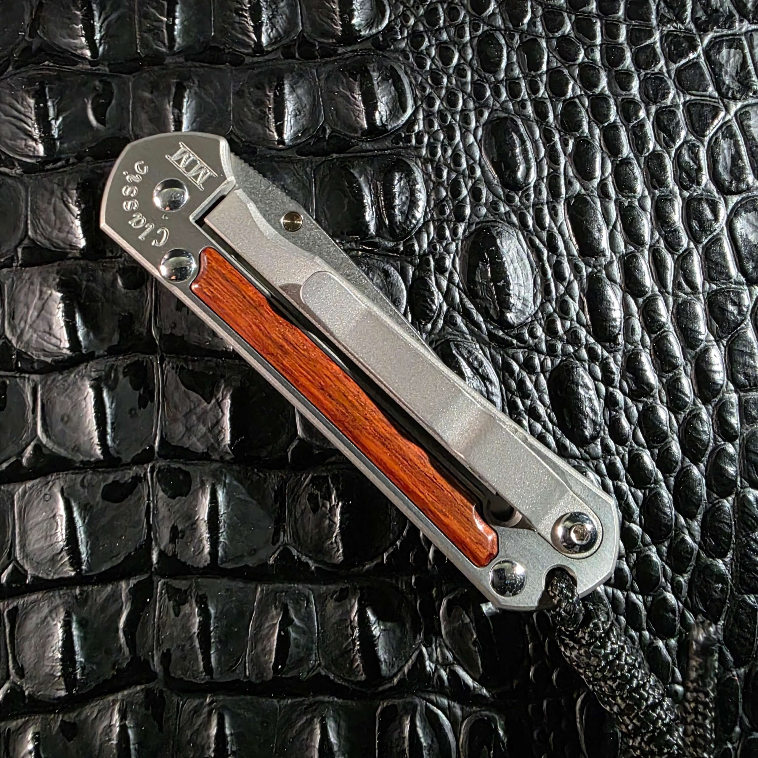 Clip side of closed Chris Reeve Small Sebenza Classic Wood
