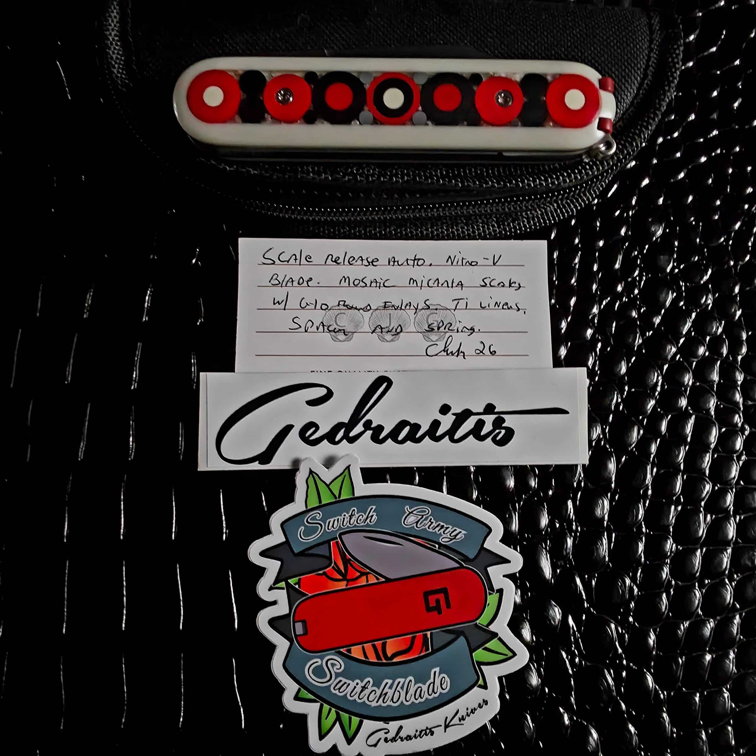 Chuck Gedraitis Switch Army Retro Edition with signed Certificate of Authenticity, soft pouch, and collectible decals