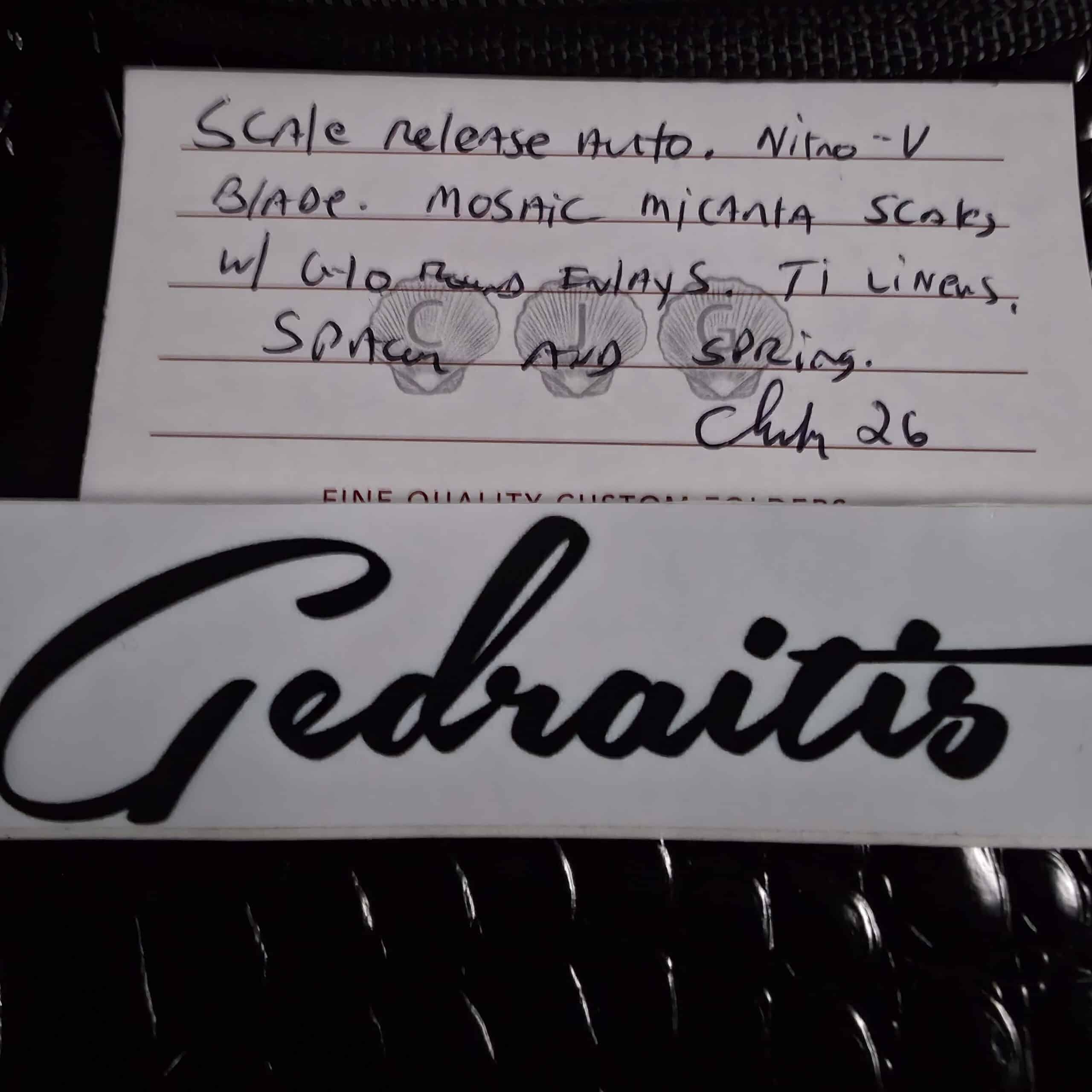 Handwritten signed Certificate of Authenticity for the Chuck Gedraitis Switch Army Retro Edition