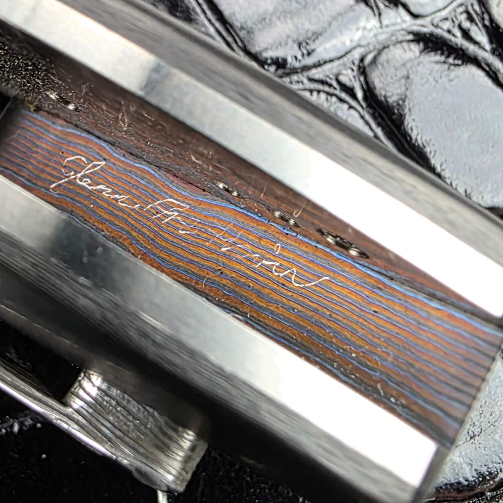 Glenn Are Hovin signature on the backspacer of the Koda front flipper