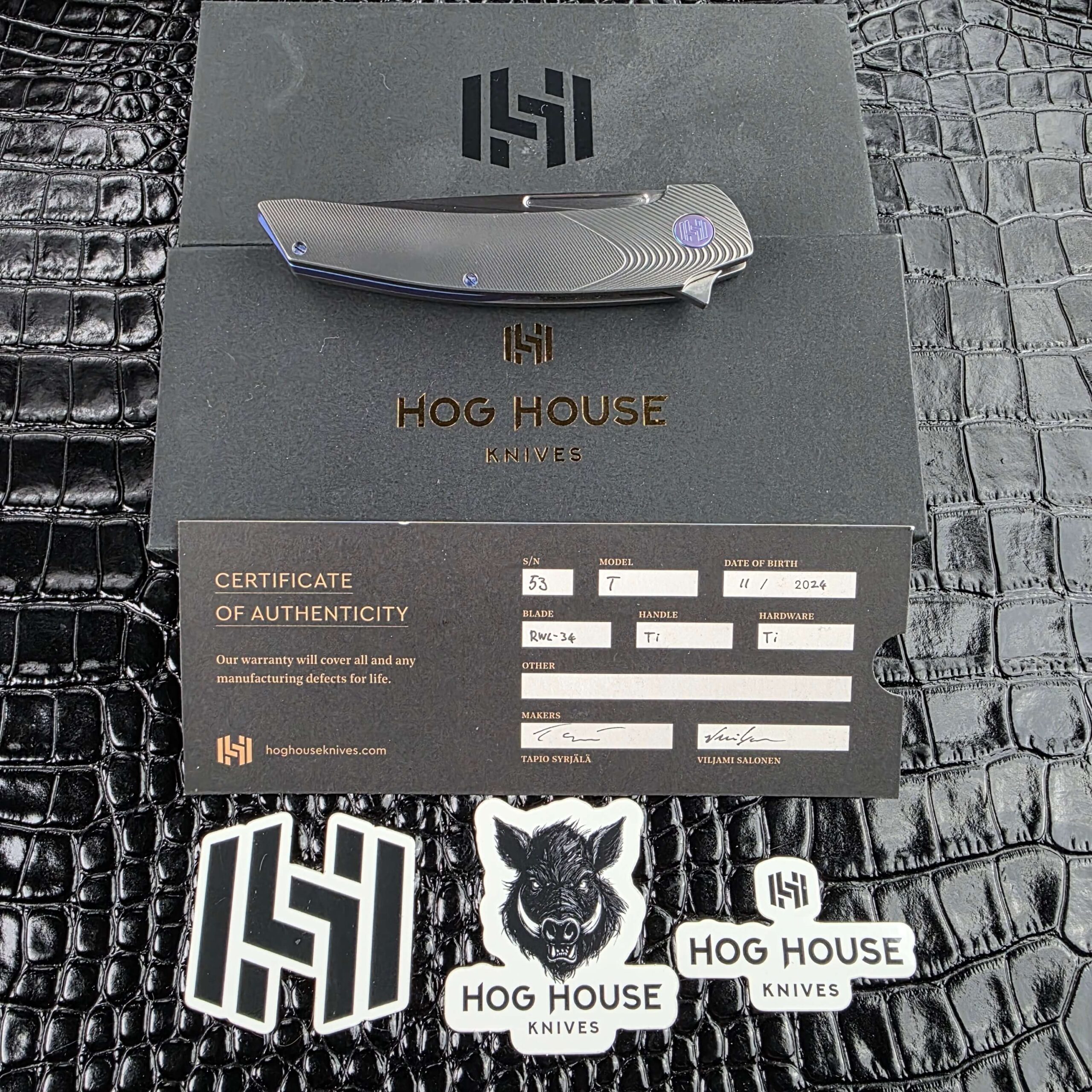 Hog House Model T Gen 2 with its original box, signed certificate and maker decals