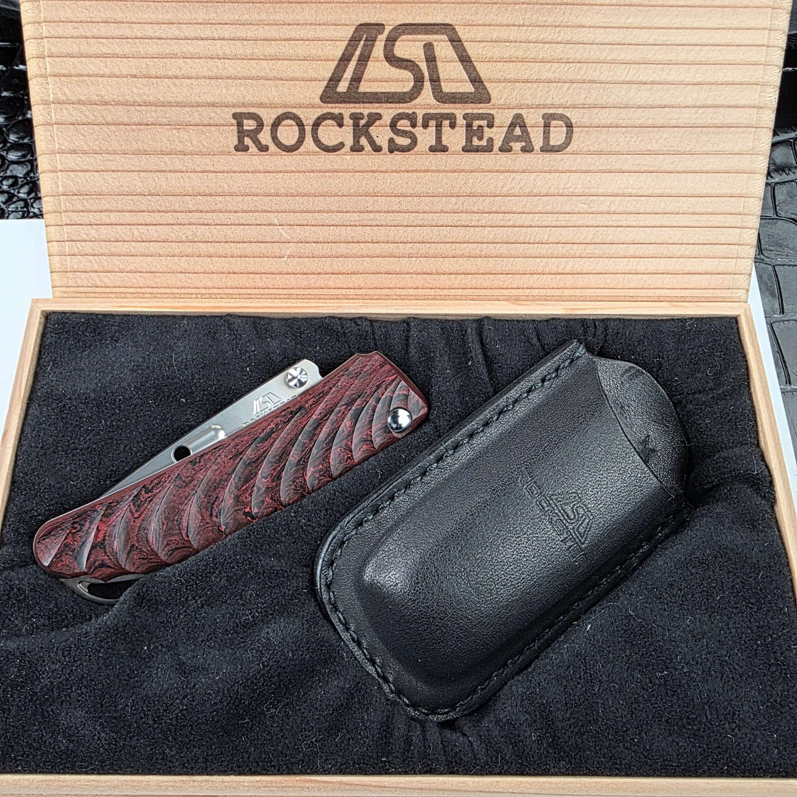 Rockstead NEHAN in its paulownia wooden box with the leather sheath
